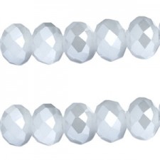 Faceted glass beads 12x8mm rondelle Half opal silver coating